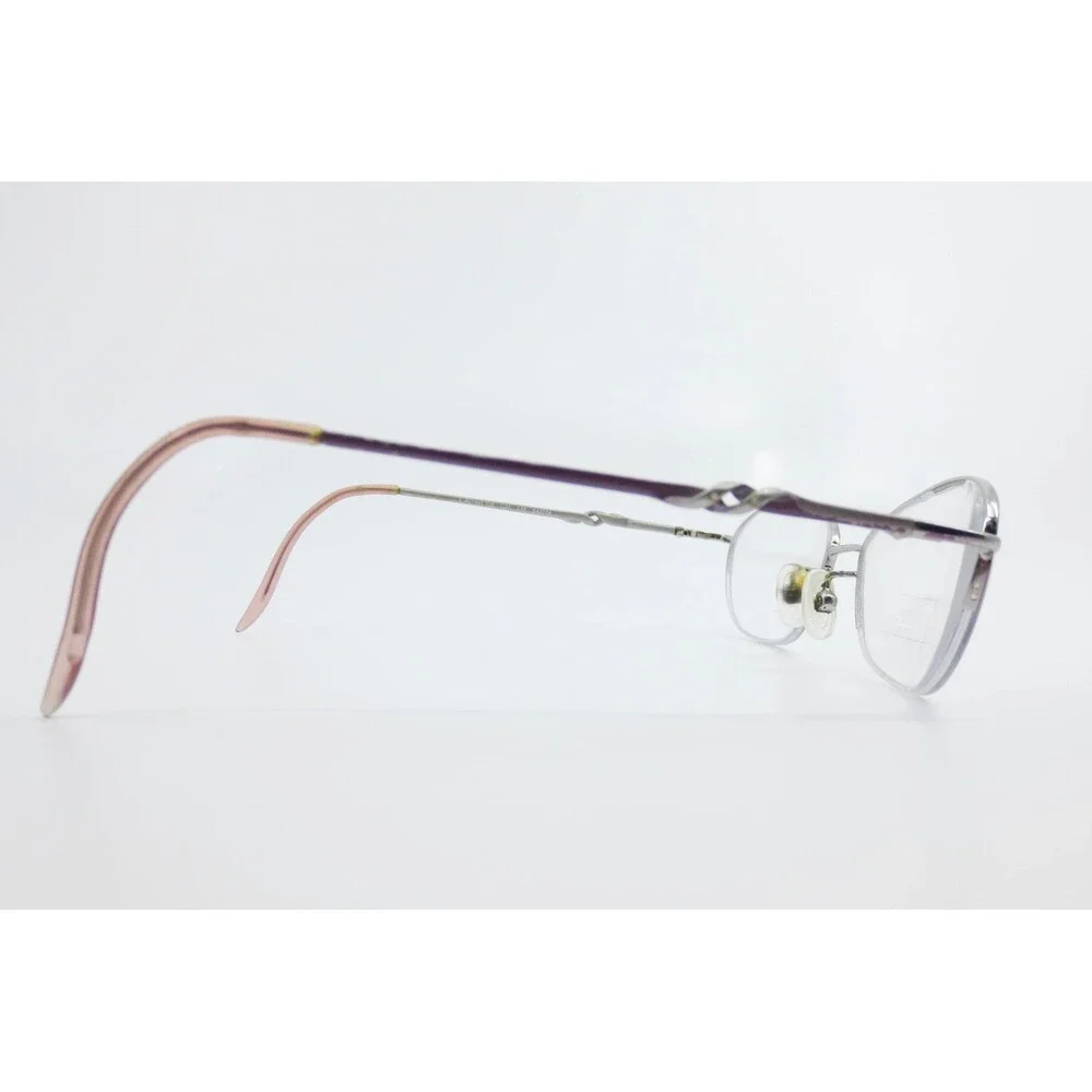 L'Amy L Accent 306 Eyeglasses Purple Silver Oval Semi-Rimless Frames France